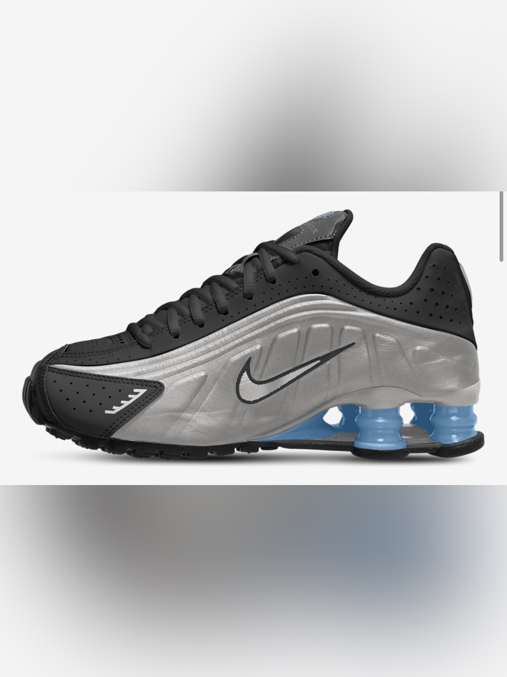 Boys Nike Shox R4 Sneakers Shoes metallic silver/psychic blue 6Y